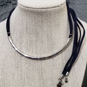 Blue suede adjustable necklace